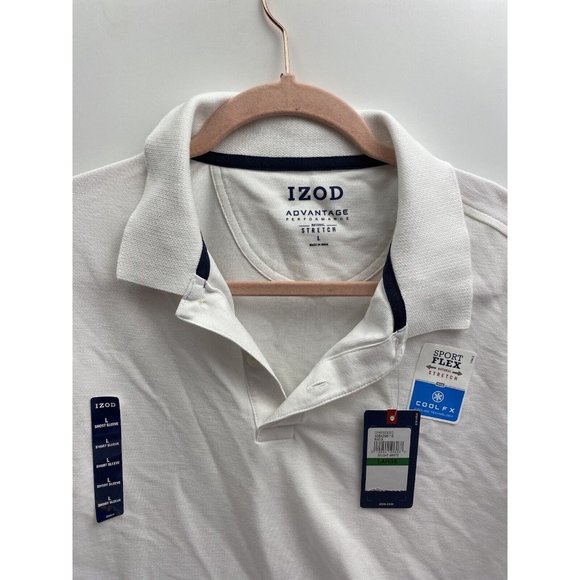 izod Polo Shirt Mens White Golf T-Shirt Collared Size Large, New - Picture 3 of 12